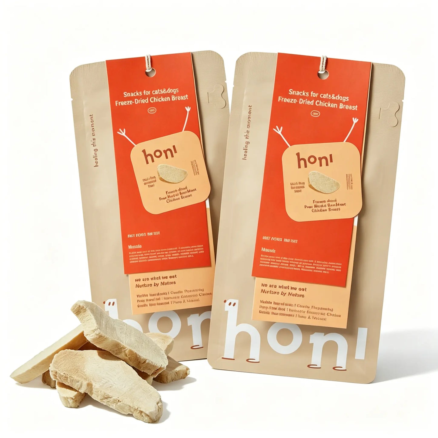 Freeze-Dried Raw Cut Natural Chicken Breast Treats for Cats & Dogs, Single-Ingredient Grain-Free Dental Chews, Low-Sensitivity No-Preservatives Training Rewards, 30G per Bag