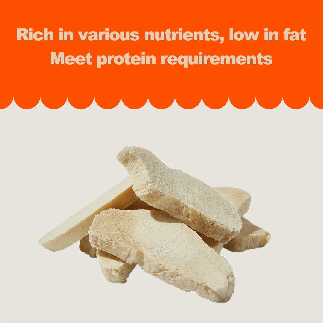 Freeze-Dried Raw Cut Natural Chicken Breast Treats for Cats & Dogs, Single-Ingredient Grain-Free Dental Chews, Low-Sensitivity No-Preservatives Training Rewards, 30G per Bag