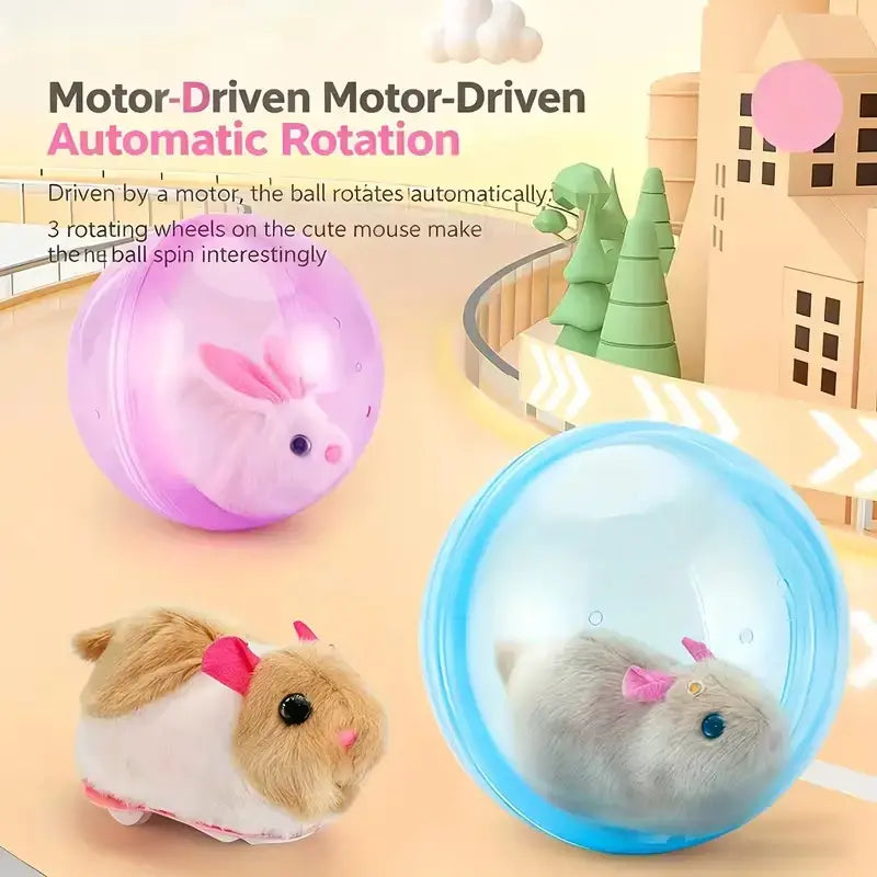 Boredom Buster Smart Cat Toy USB Rechargeable Auto-Rolling Ball with Mouse Hands-Free Play for Indoor Cats, Automatic Interactive Rolling Kitten Play Enrichmenttoy to Kill Kitty Boredom