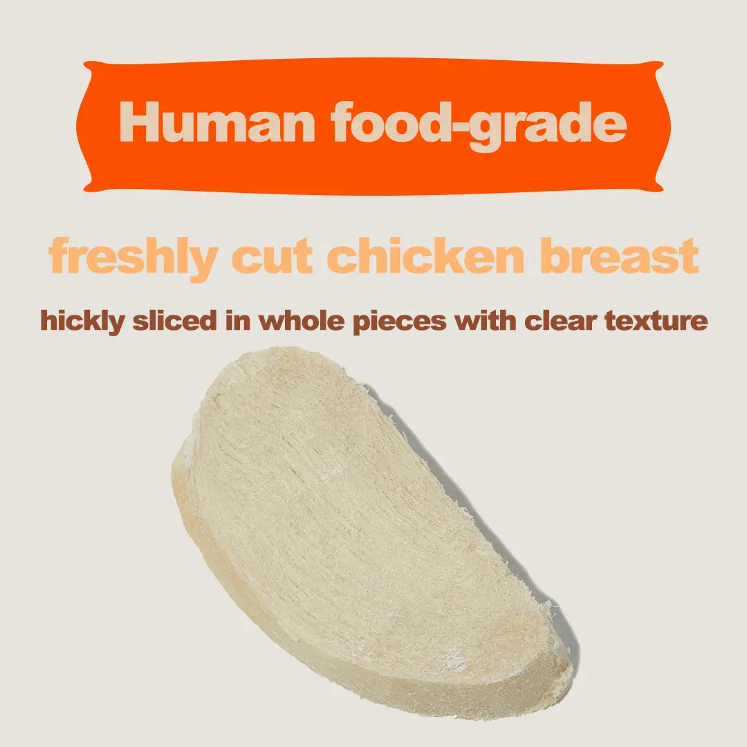 Freeze-Dried Raw Cut Natural Chicken Breast Treats for Cats & Dogs, Single-Ingredient Grain-Free Dental Chews, Low-Sensitivity No-Preservatives Training Rewards, 30G per Bag