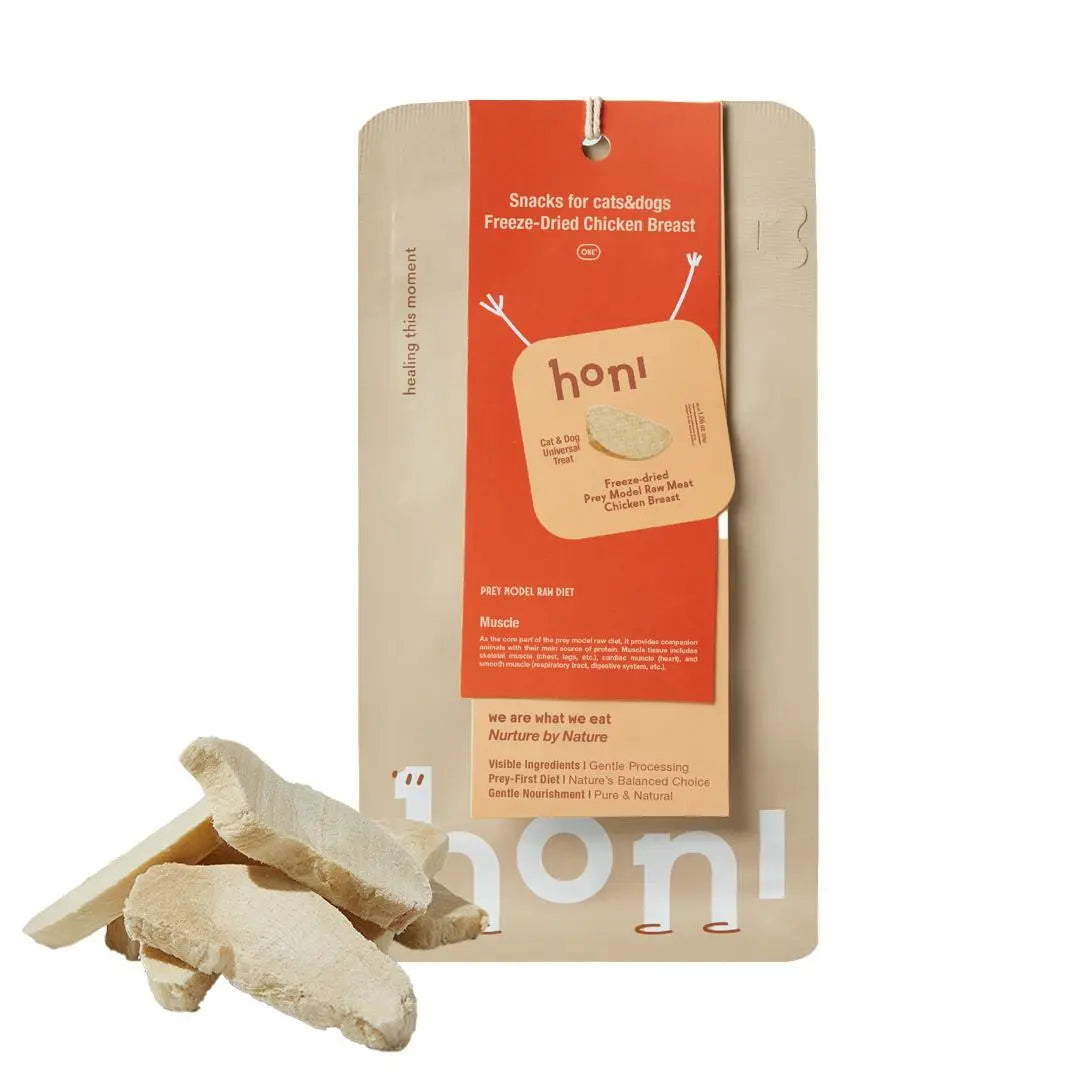 Freeze-Dried Raw Cut Natural Chicken Breast Treats for Cats & Dogs, Single-Ingredient Grain-Free Dental Chews, Low-Sensitivity No-Preservatives Training Rewards, 30G per Bag